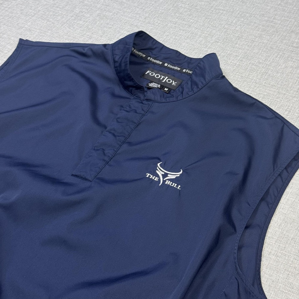 FootJoy The Bull Windbreaker Golf Vest Mens Medium Blue Lightweight Pockets